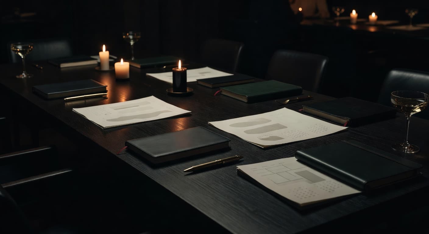 New year member dinner table with calendar pages