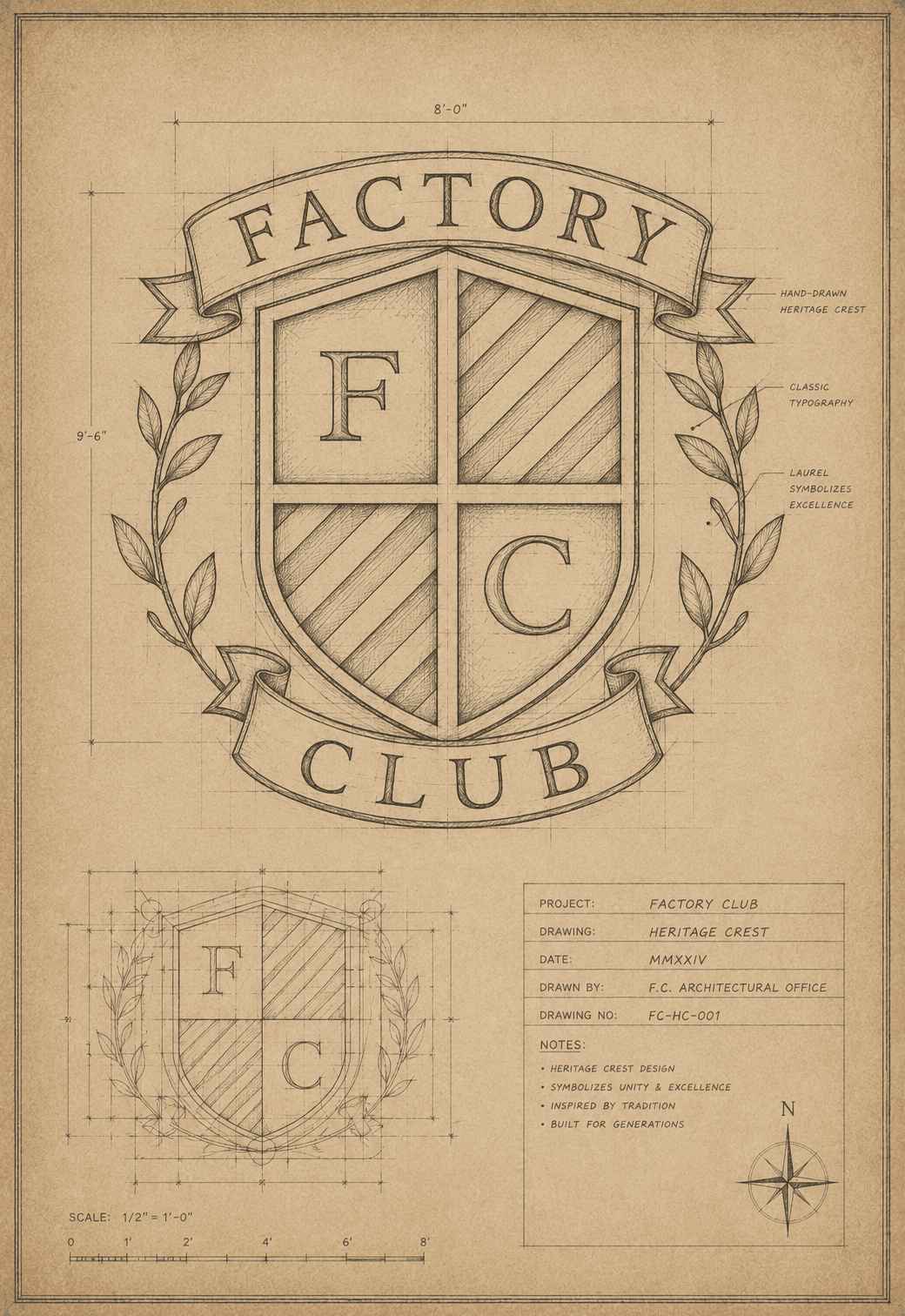Factory Club heritage map illustration for a private destination