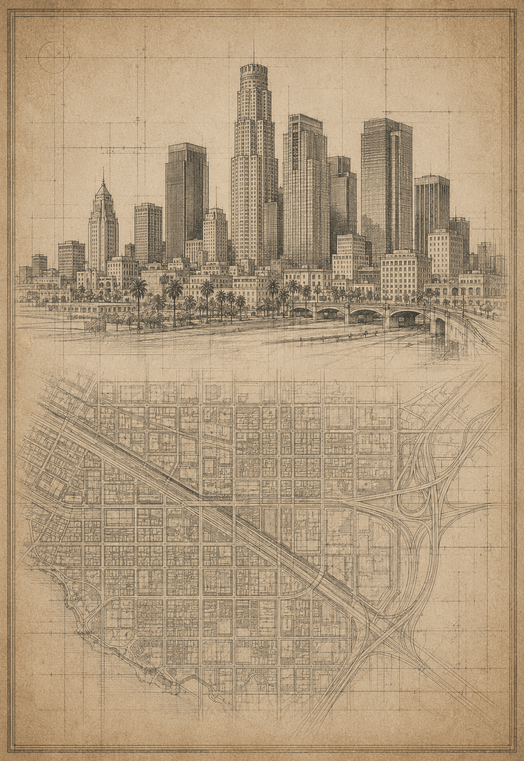 Factory Club heritage map illustration for Los Angeles