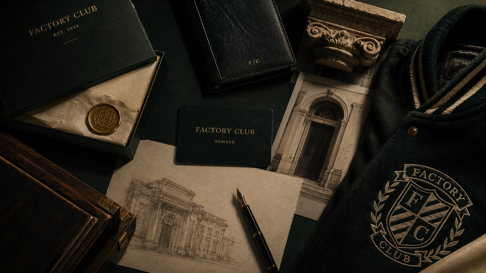 Factory Club branded membership collage with the FC logo.